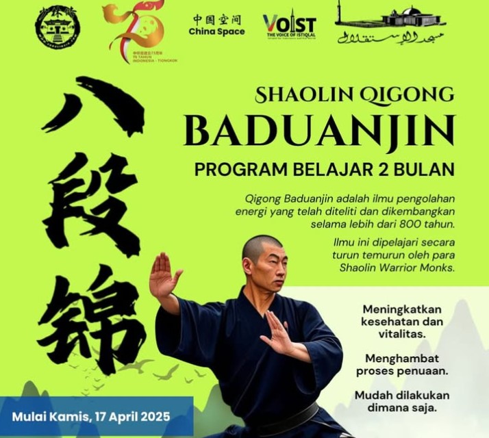 China Space Gelar Pelatihan  Shaolin Qigong Baduanjin di Masjid Istiqlal