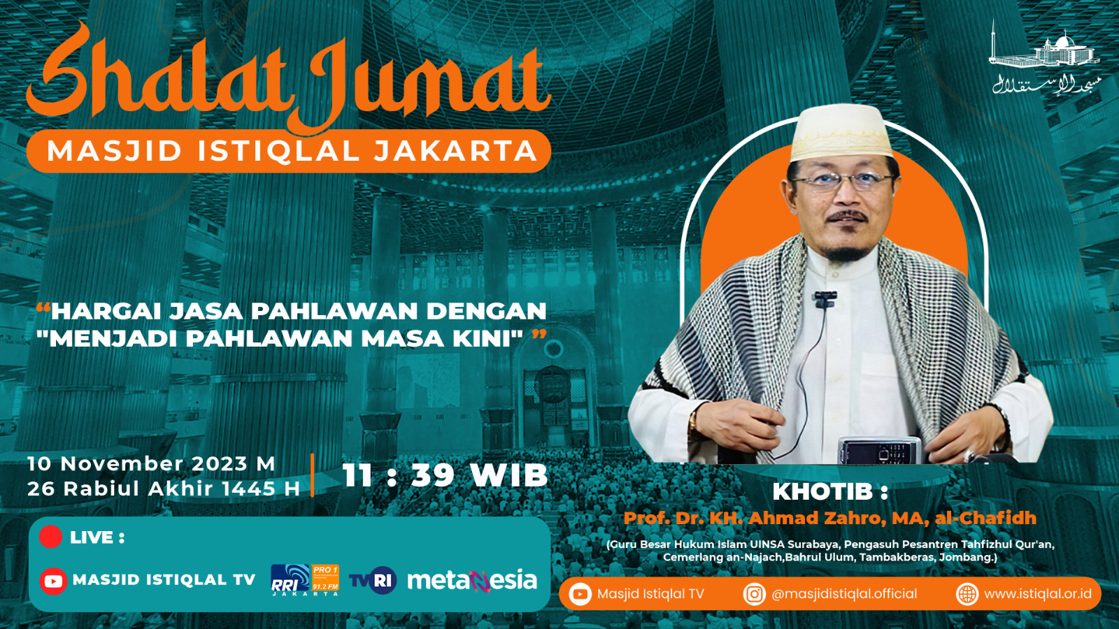 Khutbah Jumat Masjid Istiqlal: Hargai Jasa Pahlawan dengan Menjadi Pahlawan Masa Kini