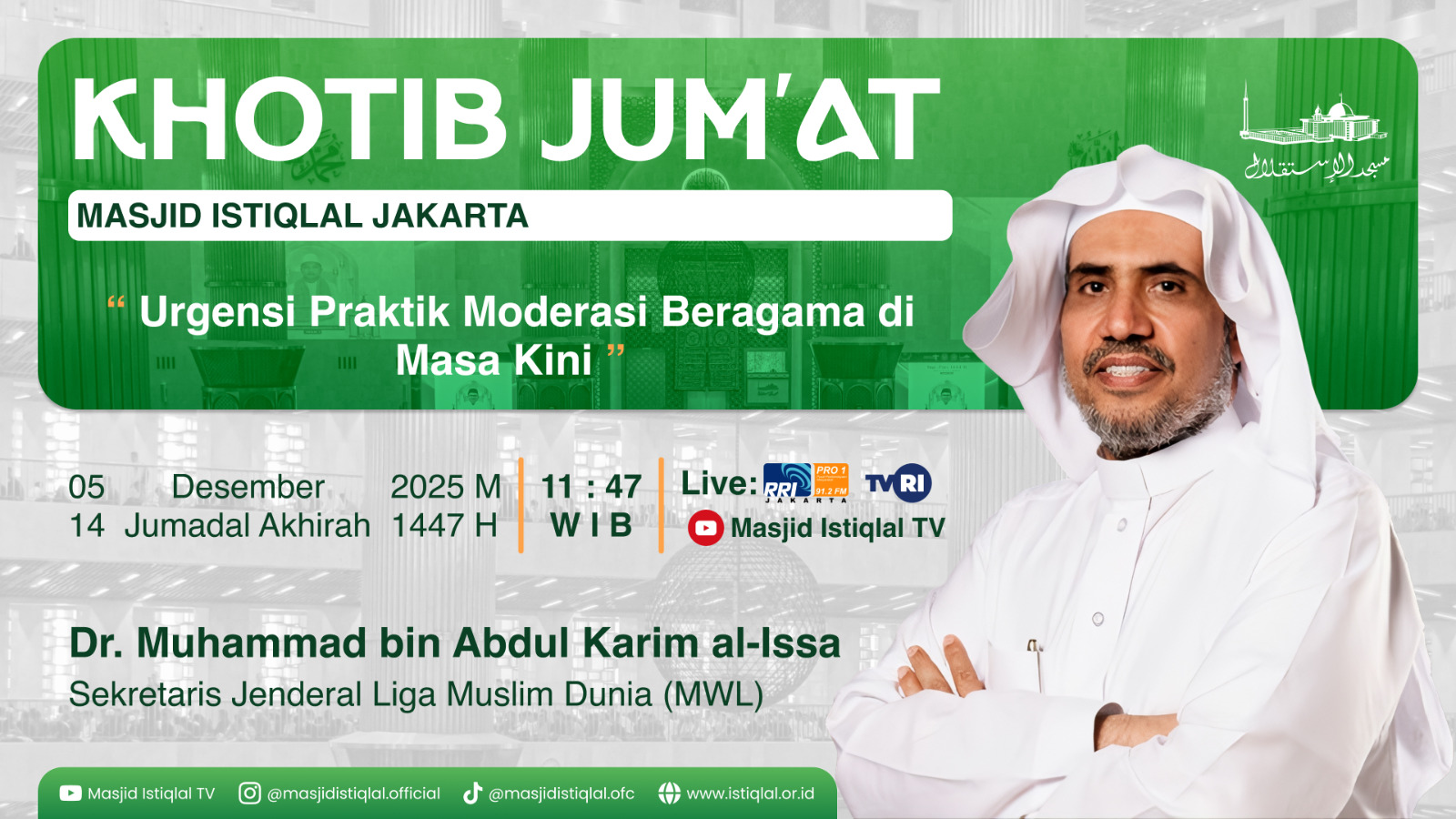 Khutbah Jumat Istiqlal: Urgensi Praktik Moderasi Beragama di Masa Kini