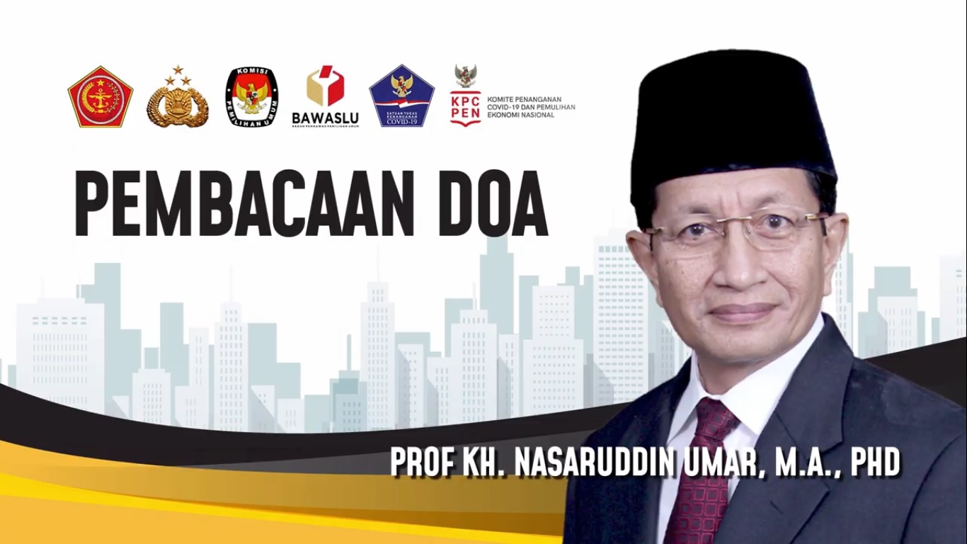 Imam Besar Masjid Istiqlal Memimpin Doa Pada Acara Pembagian Masker Serentak Oleh Polda Metro Jaya